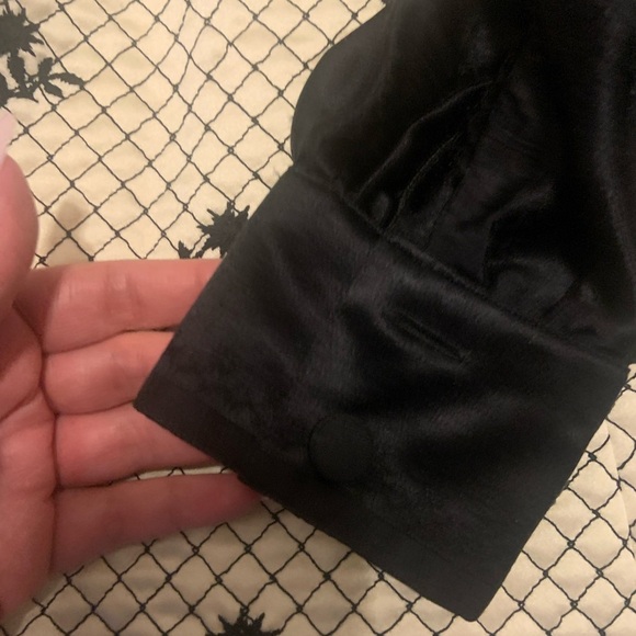 Anna sui quilted brocade Victorian floral black holiday silk ruffle dress formal - Picture 9 of 10